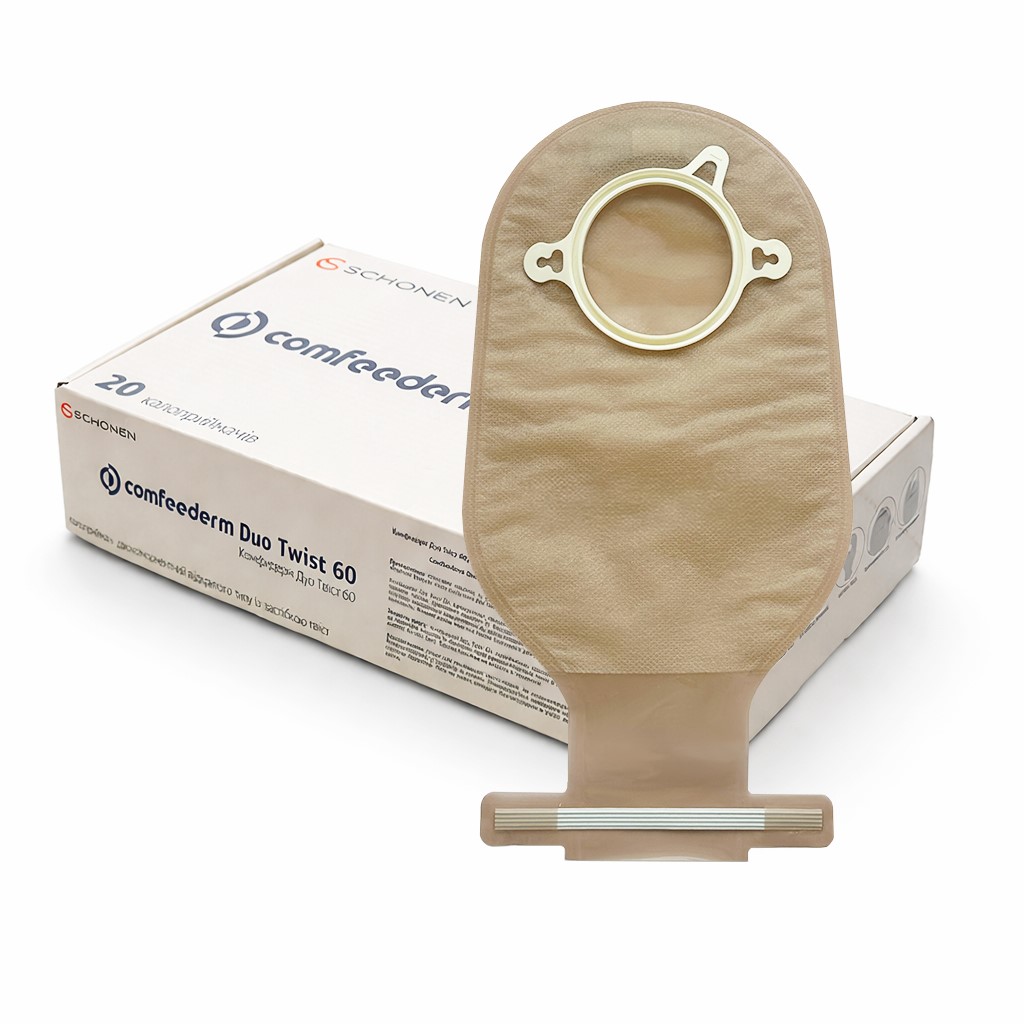 Комфидерм Дуо Твіст 60, калоприймач двокомпонентний відкритого типу із застібкою твіст, фланець 60 mm (мм) №20